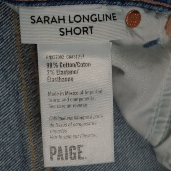 NEW PAIGE Sarah Longline Cut Off Short in Wannabe Distressed w/ dip hem sz 24 - Picture 15 of 16